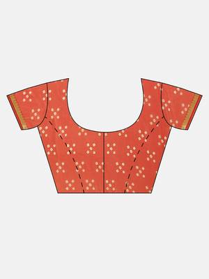 Kimisha Women's Orange Color Georgette Bandhani Print Saree 3