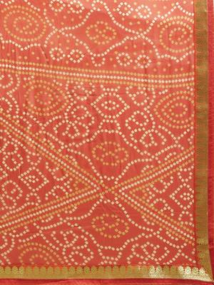 Kimisha Women's Orange Color Georgette Bandhani Print Saree 5