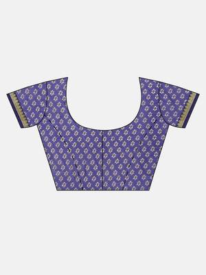 Blue printed georgette saree with blouse 3