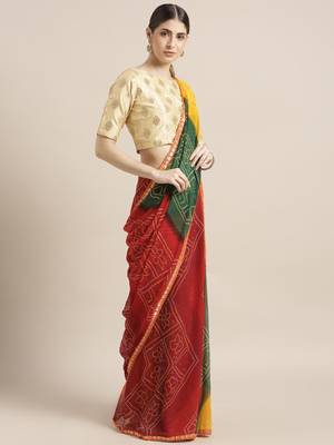 Multicolor printed georgette saree with blouse 1