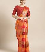 Kimisha Women's Green Silk Blend Woven Design Banrasi Saree