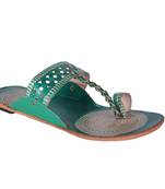Women Leather Green one toe  kolhapuris