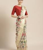 Kimisha Women's Yellow Silk Cotton Floral Digital Printed Saree