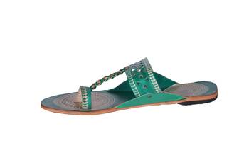 Women Leather Green one toe  kolhapuris 3