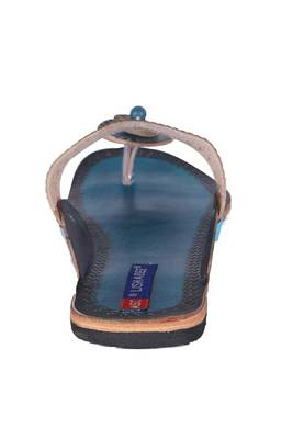 Women Leather Blue open thong kolhapuri 4