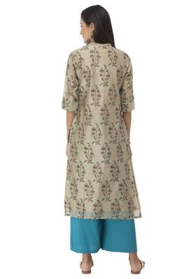 Women gold embroidered Silk Blend kurti 2