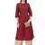 Women maroon embroidered art Silk kurti