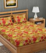 Yellow Color Cotton Double Floral Print Bedsheet