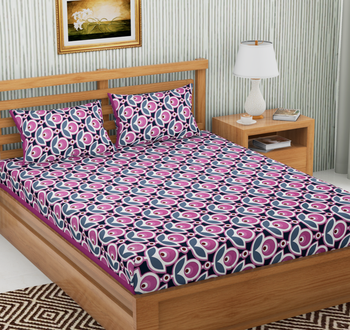 Pink Color Cotton Double Floral Print Bedsheet 1