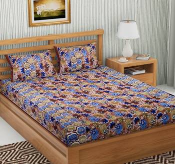 Brown Color Cotton Double Floral Print Bedsheet 1
