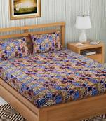 Brown Color Cotton Double Floral Print Bedsheet