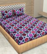 Purple Color Cotton Double Geometric Bedsheet