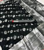 Black woven silk saree with blouse