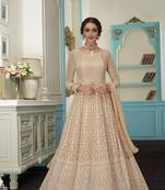 Beige embroidered net salwar
