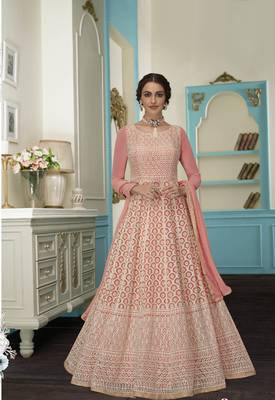Pink embroidered net salwar 1