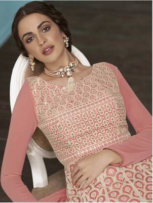 Pink embroidered net salwar 2