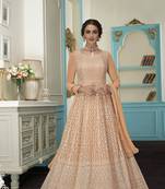 Peach embroidered net salwar