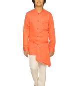 Pink plain cotton silk boys-kurta-pyjama