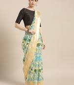 Kimisha Women's Yellow Silk Cotton Floral Digital Printed Saree