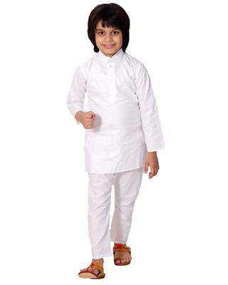 White plain cotton boys-kurta-pyjama 1