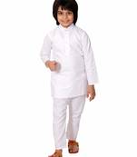 White plain cotton boys-kurta-pyjama