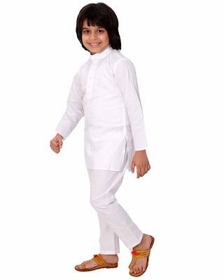 White plain cotton boys-kurta-pyjama 3