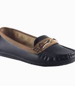 Women Synthetic Black slip on  Loafers