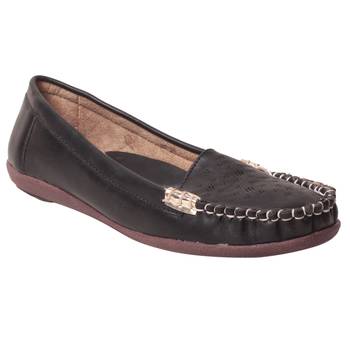 women Synthetic Black loafers 1