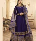 Violet embroidered satin salwar