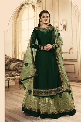 Green embroidered satin salwar 1
