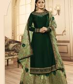 Green embroidered satin salwar