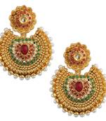 Ethnic Kundan like Earrings with Pearls by ADIVA a74 cb26