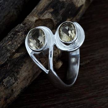 Yellow Citrine 925 Sterling Silver Rings 4