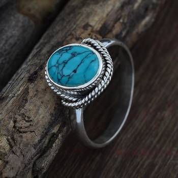 Blue Turquoise 925 Sterling Silver Rings 2
