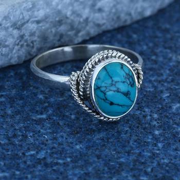Blue Turquoise 925 Sterling Silver Rings 3