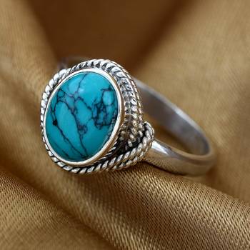 Blue Turquoise 925 Sterling Silver Rings 4