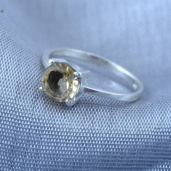 Yellow Citrine 925 Sterling Silver Rings 2