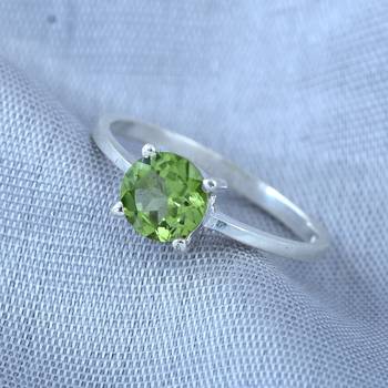 Green Peridot   925 Sterling Silver Rings 5