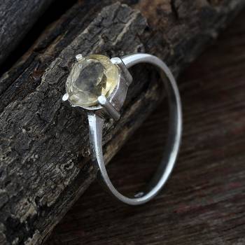 Yellow Citrine 925 Sterling Silver Rings 5