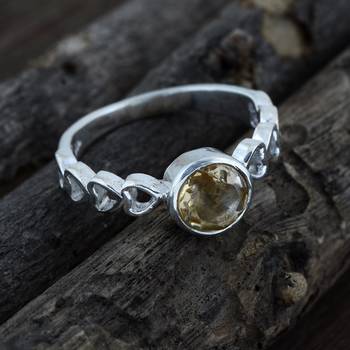 Yellow Citrine 925 Sterling Silver Rings 5