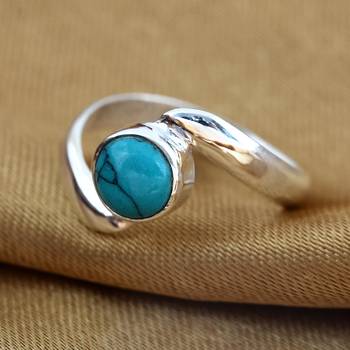 Blue Turquoise 925 Sterling Silver Rings 2
