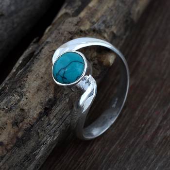 Blue Turquoise 925 Sterling Silver Rings 5
