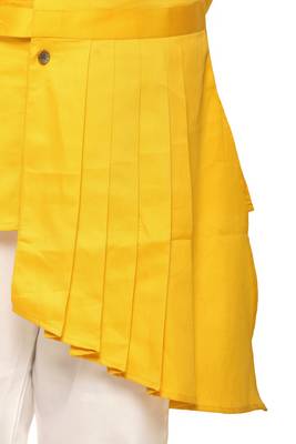 Yellow plain cotton silk boys-kurta-pyjama 3