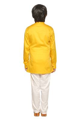 Yellow plain cotton silk boys-kurta-pyjama 5