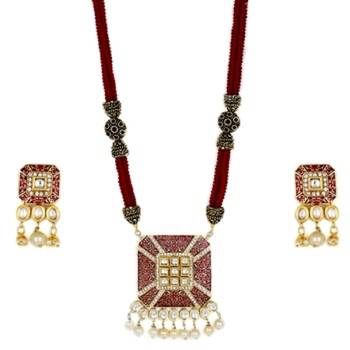 Maroon Kundan Necklace Sets 2