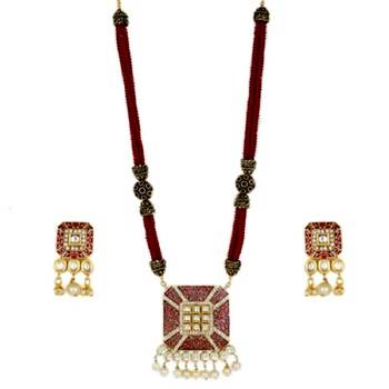 Maroon Kundan Necklace Sets 3