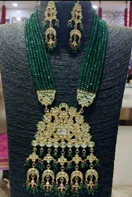 Green Wedding Long Kundan Necklace Sets 1