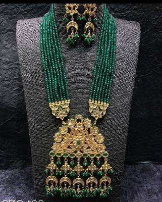 Green Wedding Long Kundan Necklace Sets 2