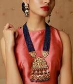 Blue Wedding Long Kundan Necklace Sets
