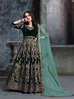 Green embroidered velvet salwar 1
